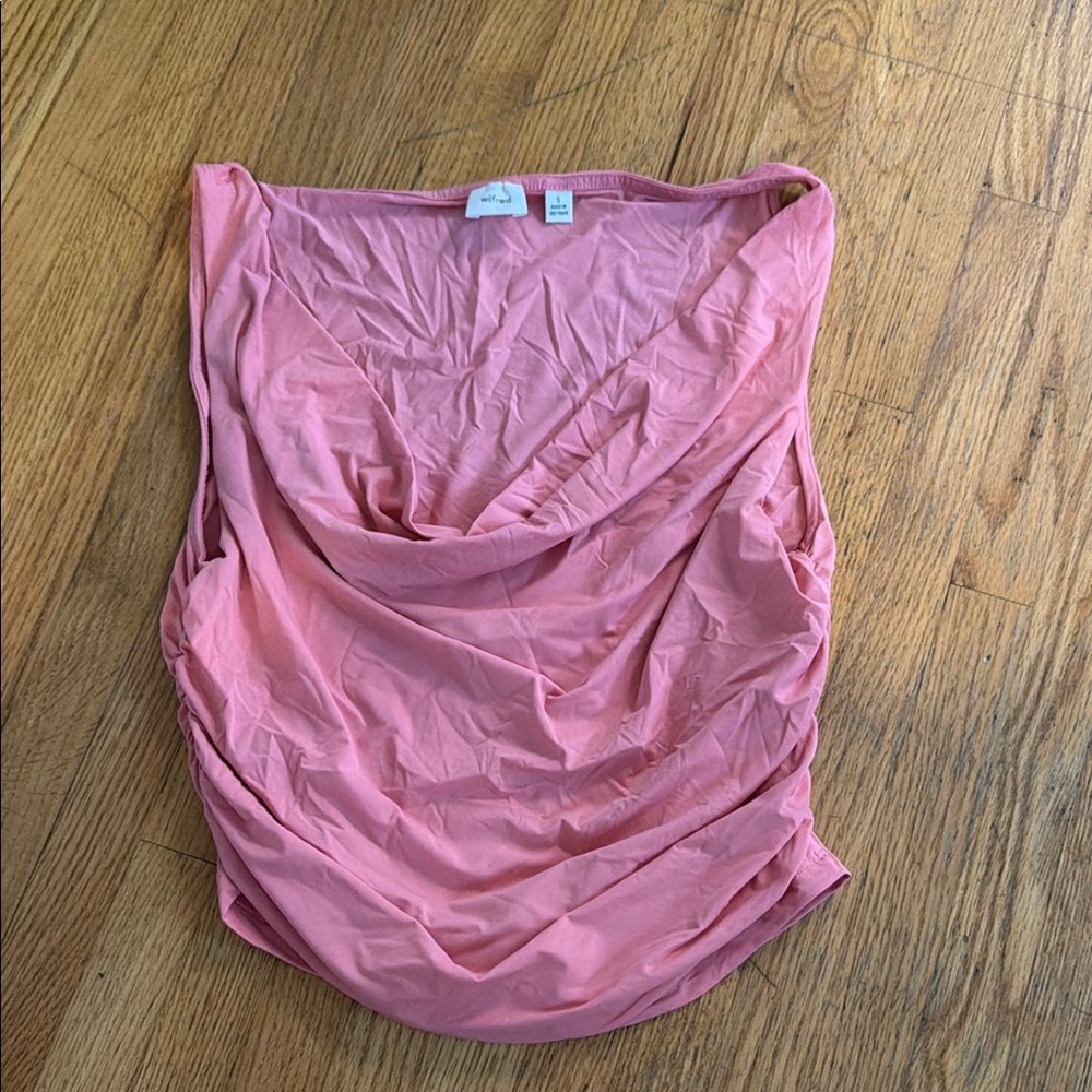 Aritzia Pink Ruched Cowl Neck Camisole